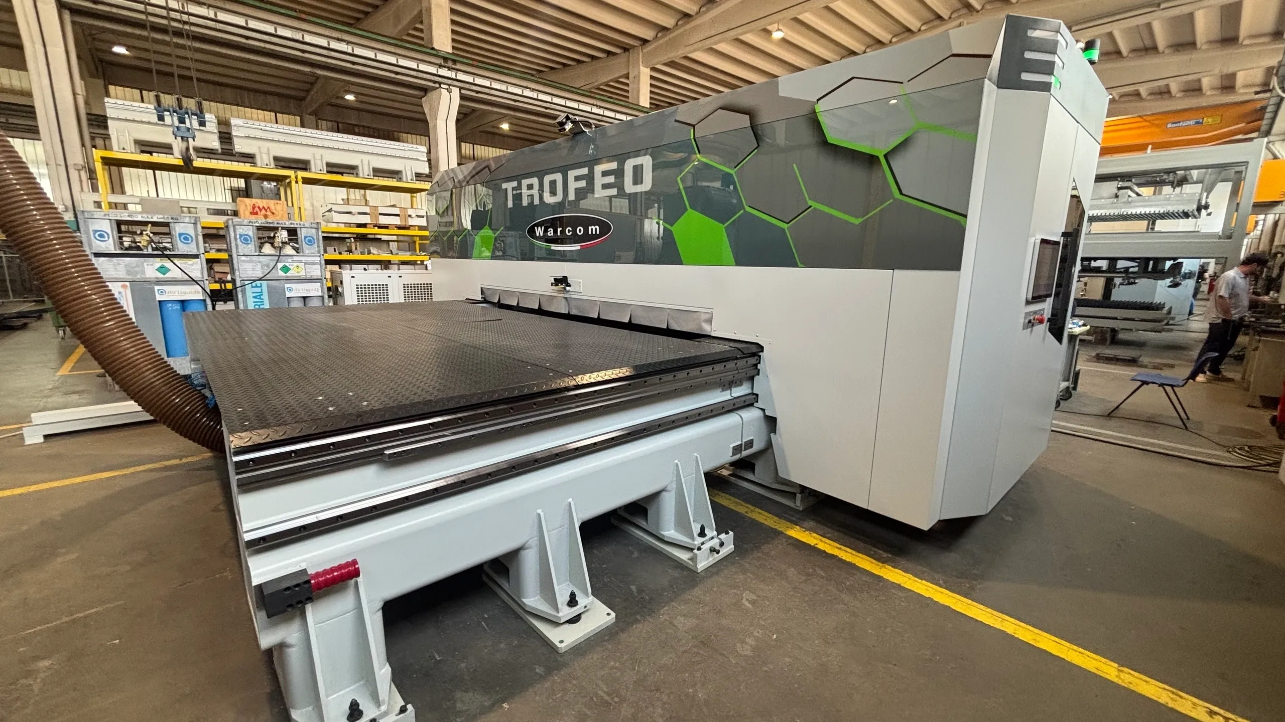 Large industrial CNC cutting machine in factory